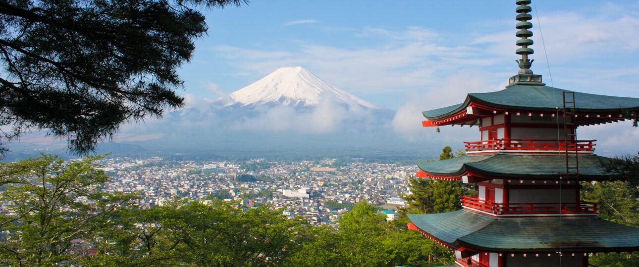 Japan temple Mt Fuji