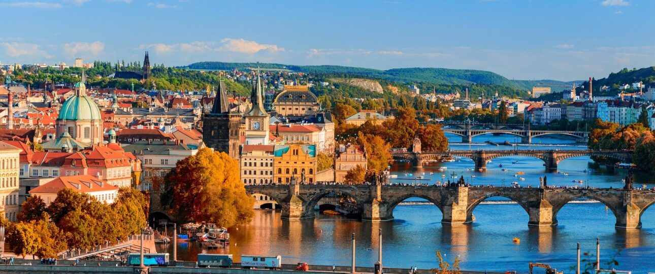 Prague bridges skyline