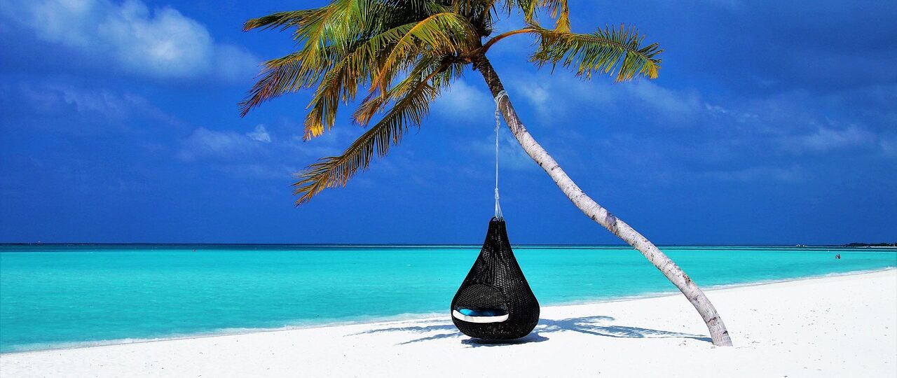 Beach tree hammock, Maldives